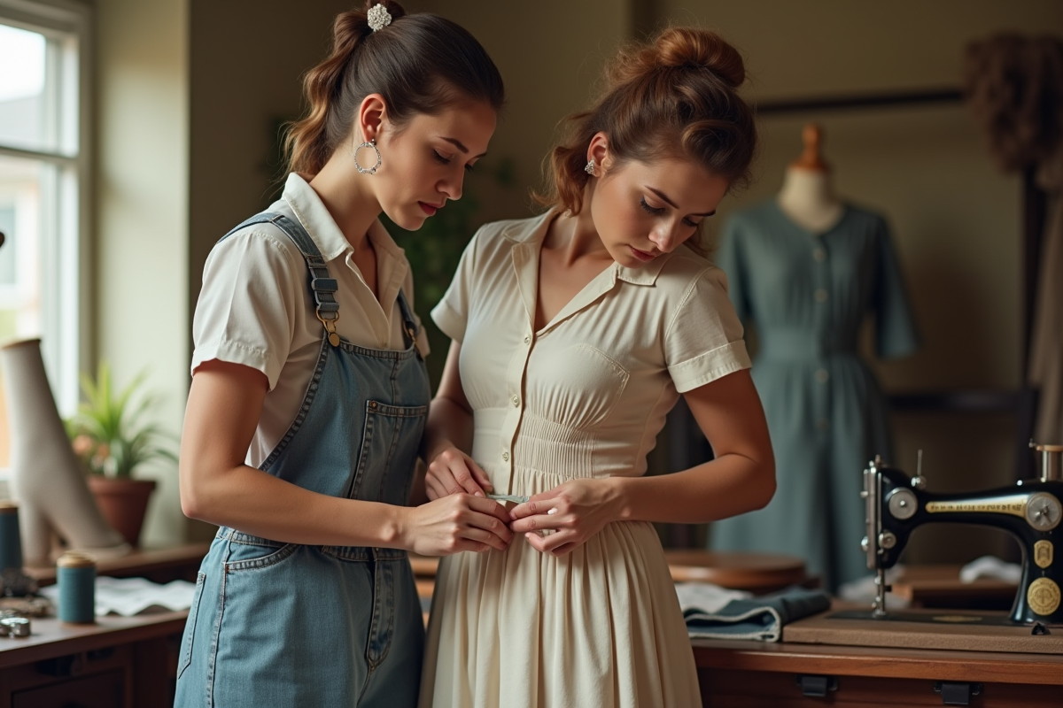 Couturiere mesurant la taille d