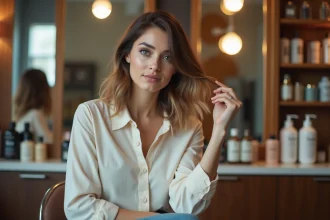 Femme avec coupe taper dans un salon moderne