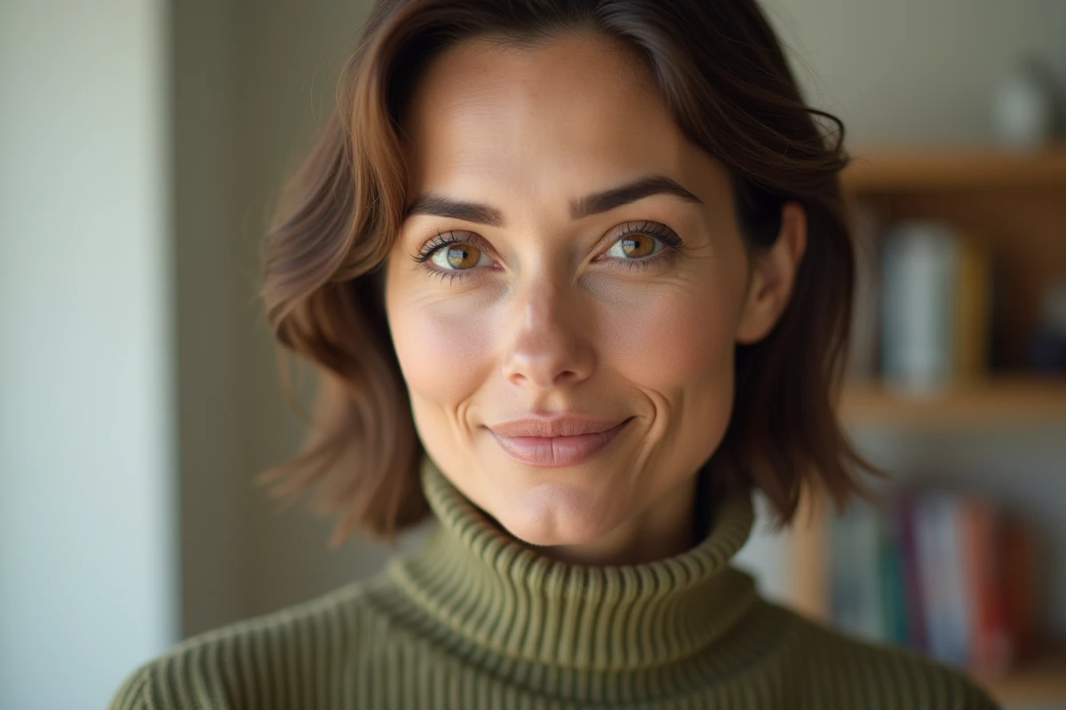 Gros plan sur les yeux hazel d'une femme sans maquillage illustrant la distinction entre hazel et noisette