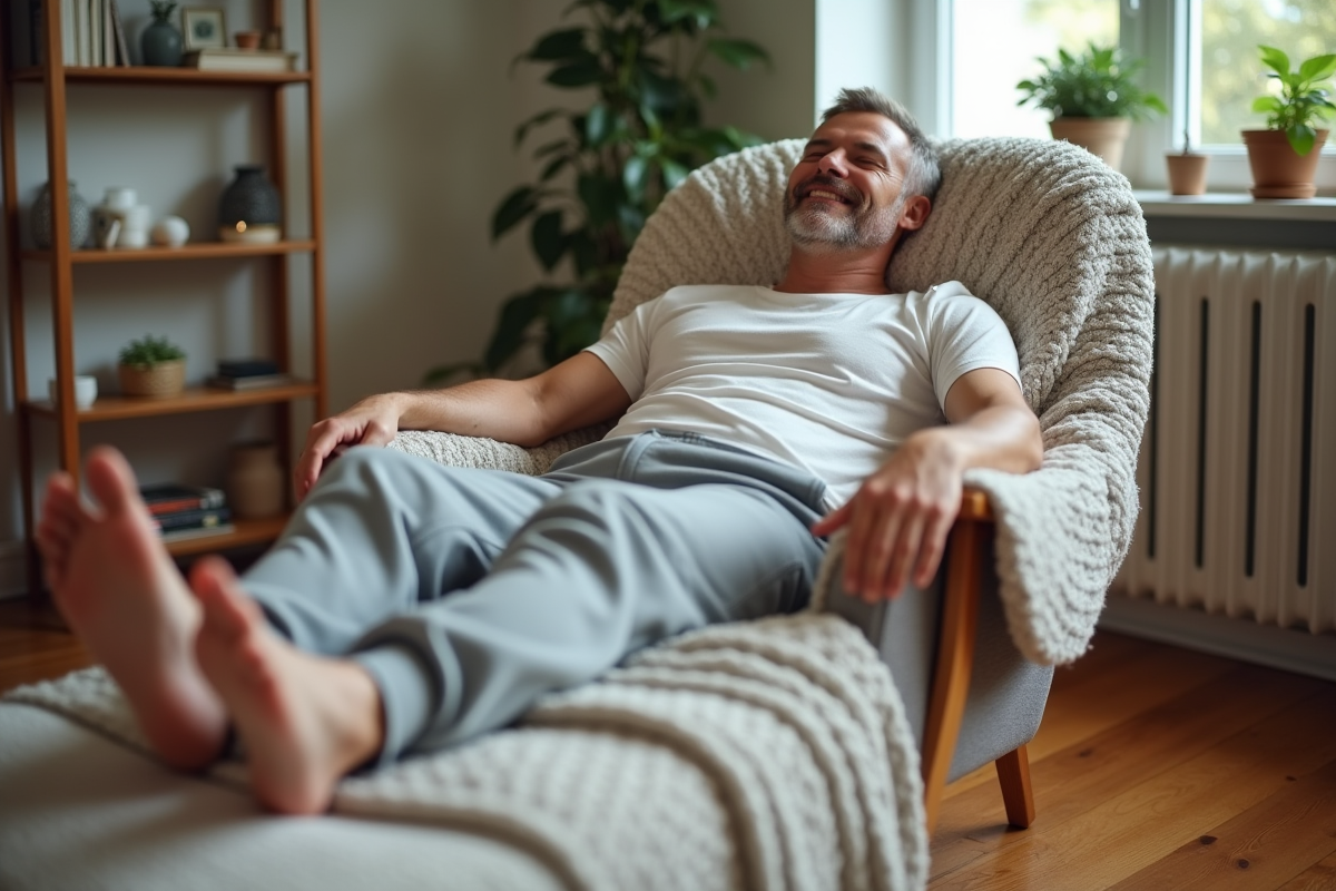 Homme relaxé lors d