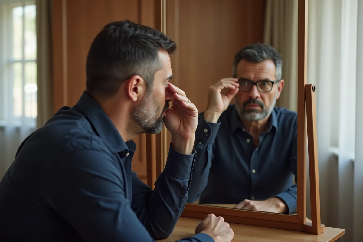 Homme montrant comment utiliser le khol pour ses yeux