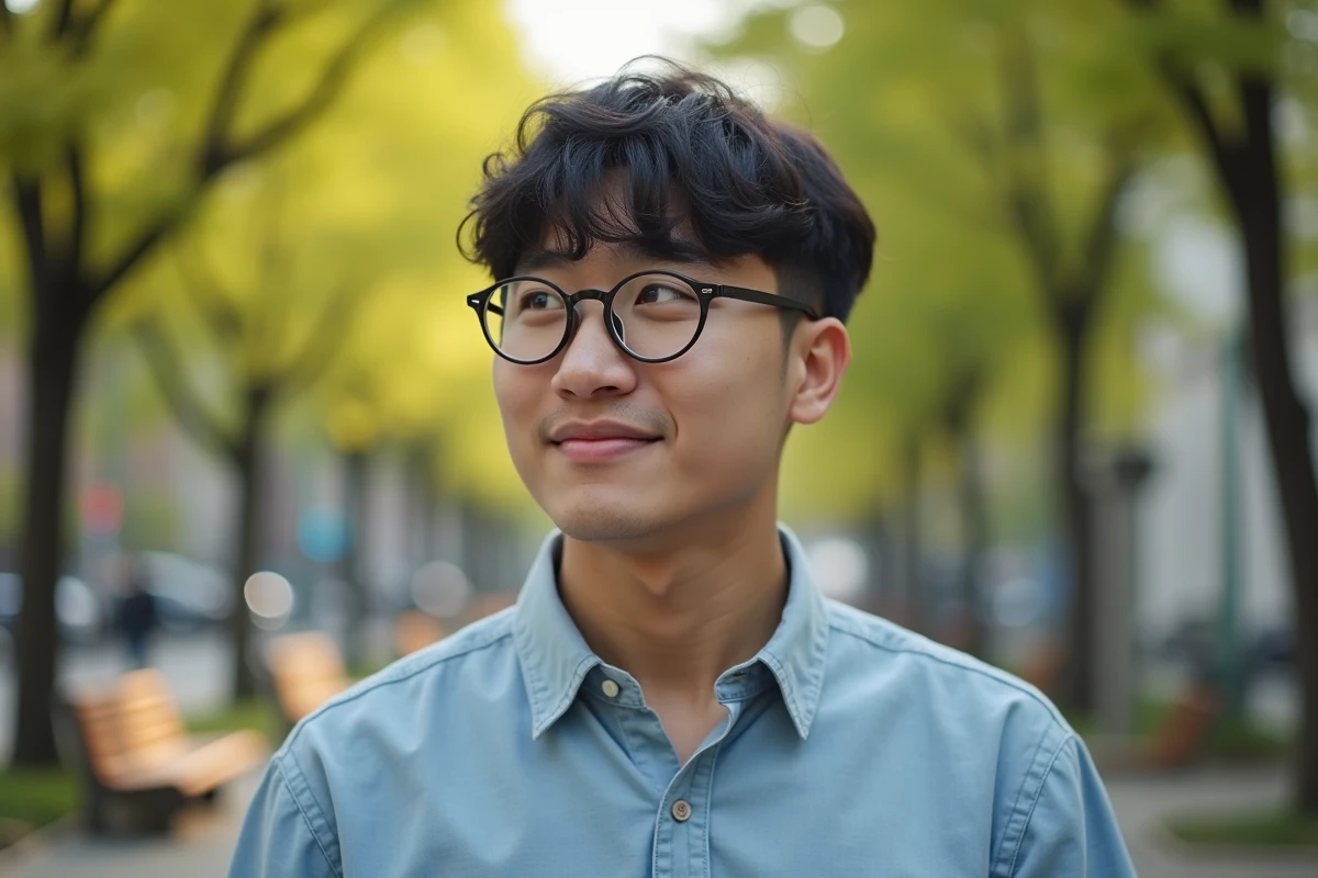 Jeune homme dans un parc urbain en plein air