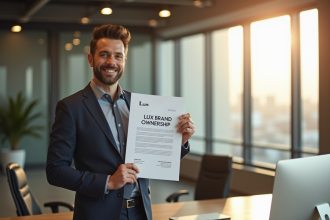 Professionnel confiant tenant document Lux Brand